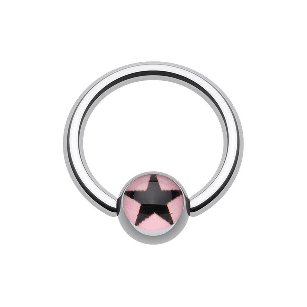 Vivid Star Logo Ball Captive Bead Ring.