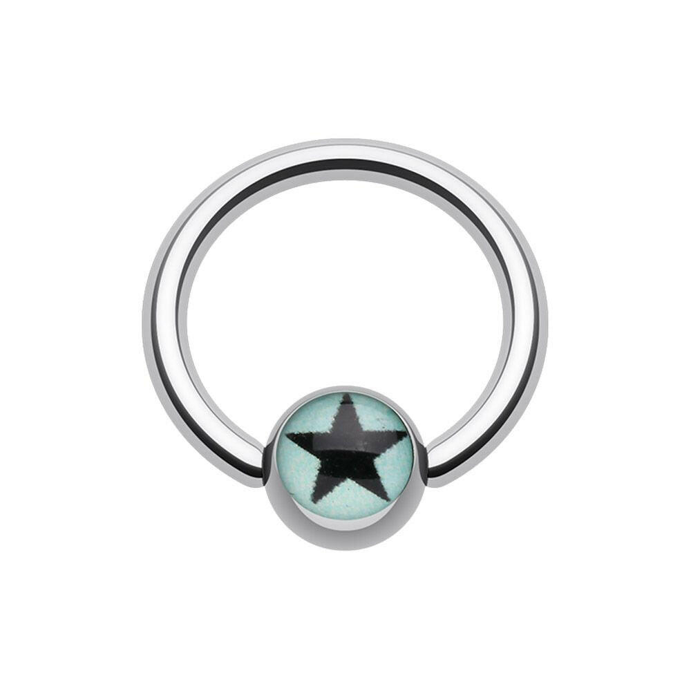 Vivid Star Logo Ball Captive Bead Ring.