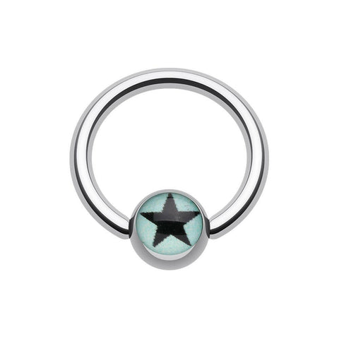 Vivid Star Logo Ball Captive Bead Ring.