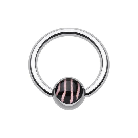 Zebra Stripe Logo Ball Captive Bead Ring.