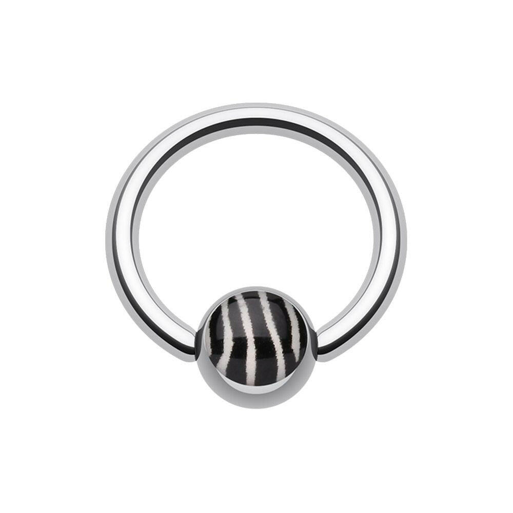 Zebra Stripe Logo Ball Captive Bead Ring.