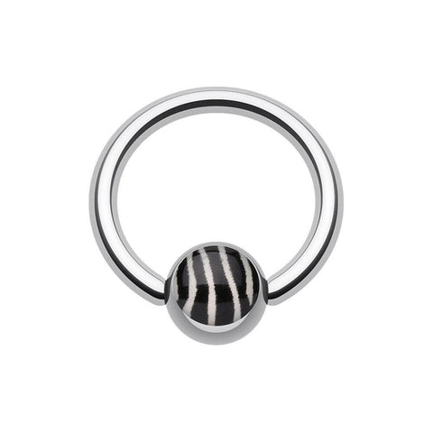 Zebra Stripe Logo Ball Captive Bead Ring.