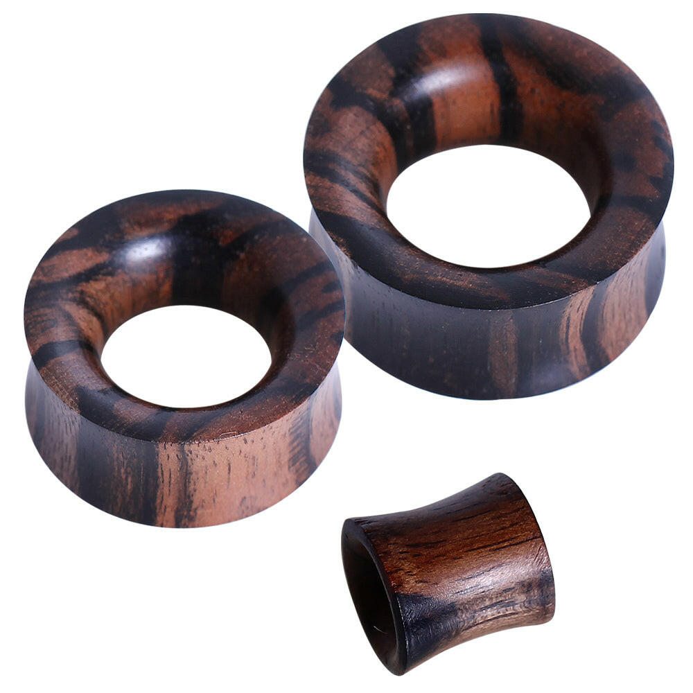 Zebra Wood Flesh Tunnel Plug.