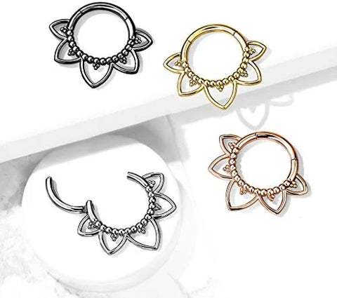 Surgical Steel Filigree Hinged Segment Hoop Ring - Impulse Piercings