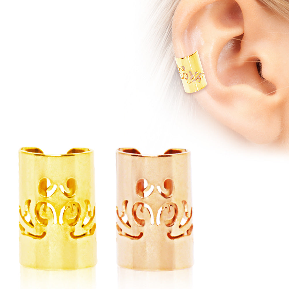 Gold Plated Baroque Patterned Cartilage Ear Cuff.