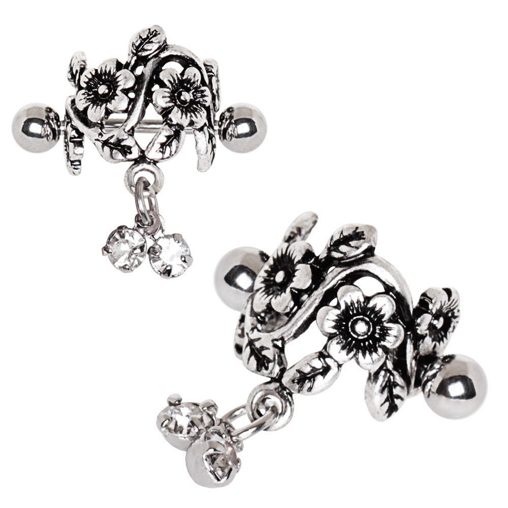 Stainless Steel Antique Floral Cartilage Cuff Earring.