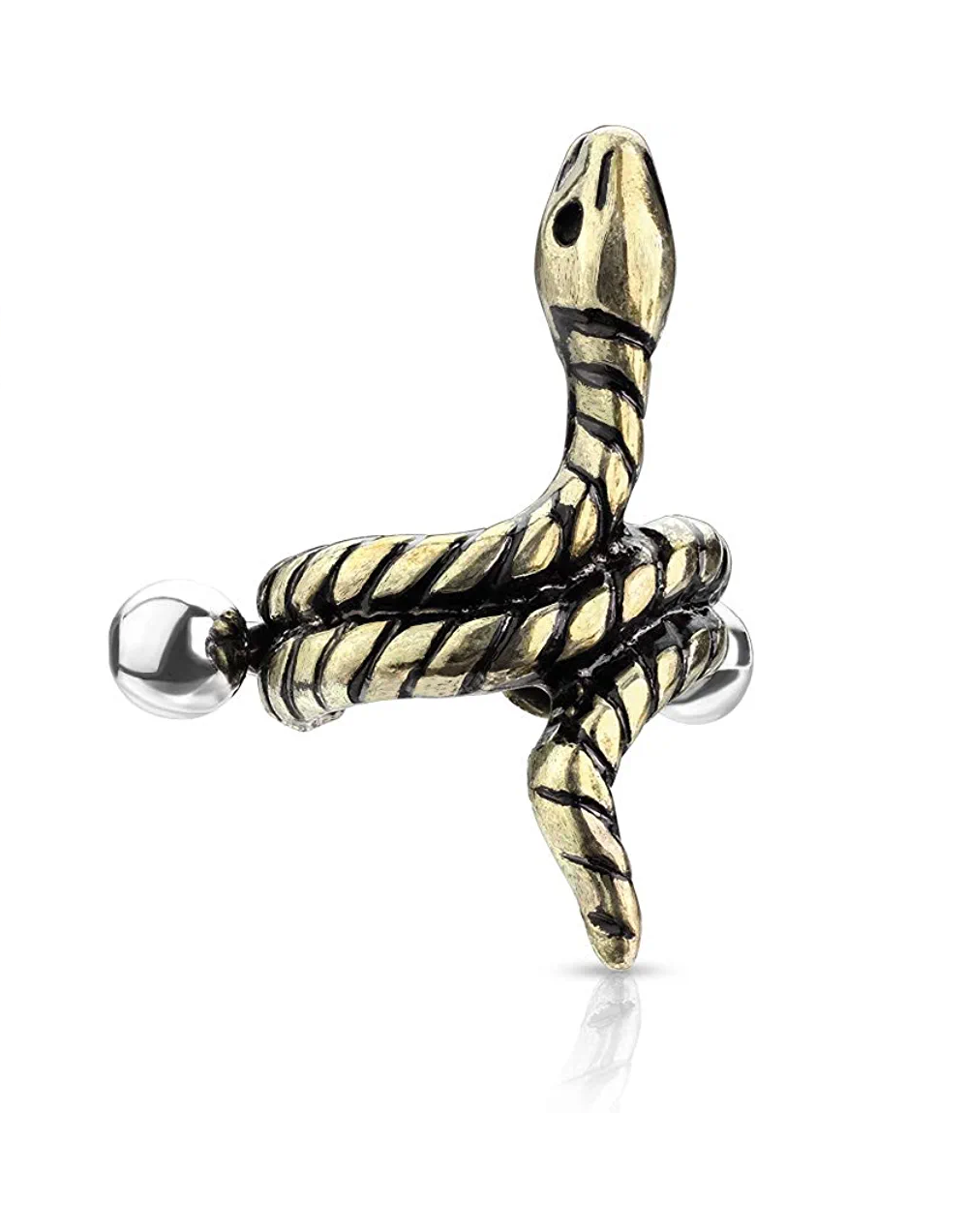 Surgical Steel Coiled Snake Barbell Helix Cuff - Impulse Piercings