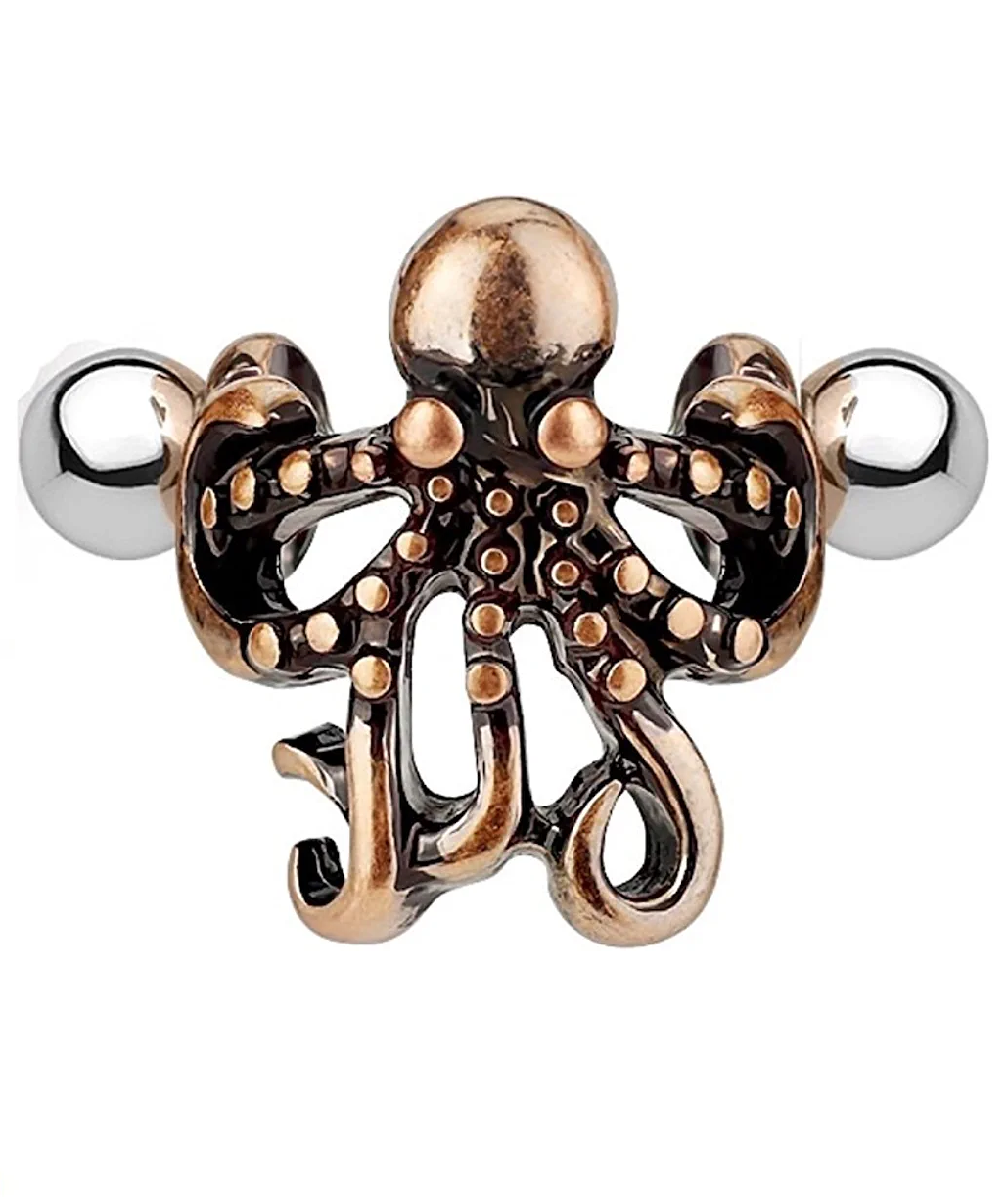 Surgical Steel Octopus Ear Cartilage Helix Cuff Barbells - Impulse Piercings