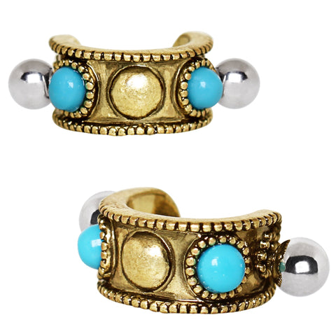 Antique Gold Plated Turquoise Cartilage Cuff Earring.
